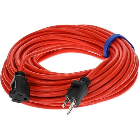 100 ft Outdoor Extension Cord 16/3 SJTW, 3-Prong Grounded Plug, Orange - Picture 2 of 7